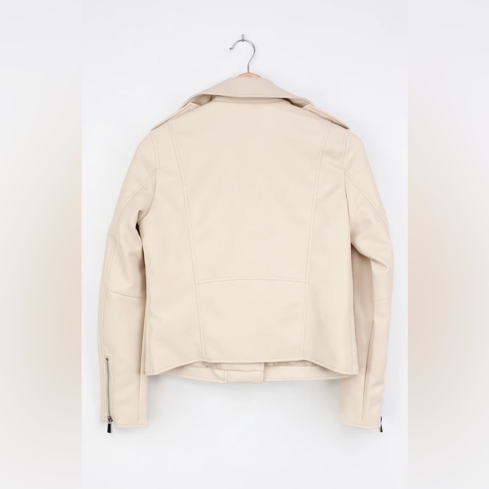 LULUS Out for the Night Beige Vegan Leather Moto Jacket - Picture 6 of 8